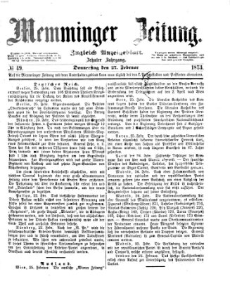 Memminger Zeitung Donnerstag 27. Februar 1873