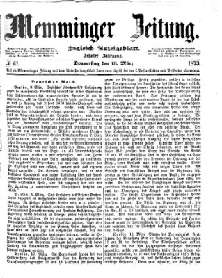 Memminger Zeitung Donnerstag 13. März 1873