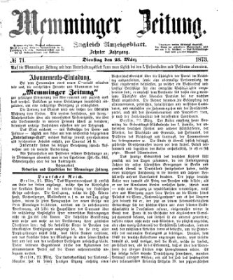 Memminger Zeitung Dienstag 25. März 1873