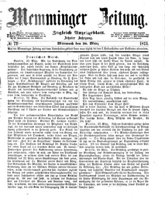 Memminger Zeitung Mittwoch 26. März 1873