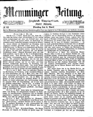 Memminger Zeitung Dienstag 8. April 1873