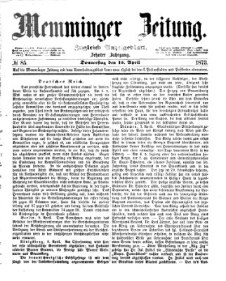 Memminger Zeitung Donnerstag 10. April 1873