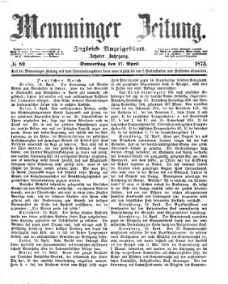 Memminger Zeitung Donnerstag 17. April 1873