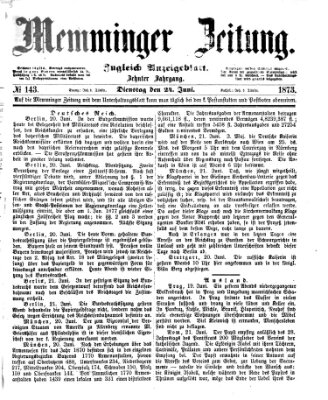 Memminger Zeitung Dienstag 24. Juni 1873