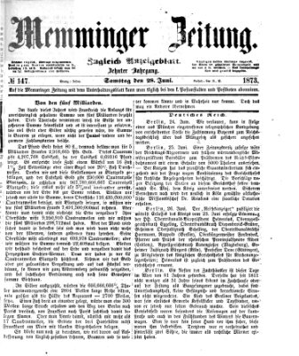 Memminger Zeitung Samstag 28. Juni 1873