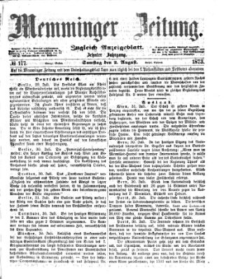 Memminger Zeitung Samstag 2. August 1873