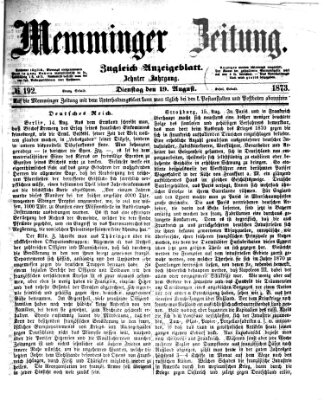 Memminger Zeitung Dienstag 19. August 1873