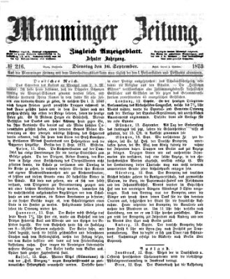 Memminger Zeitung Dienstag 16. September 1873