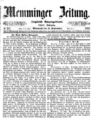 Memminger Zeitung Mittwoch 17. September 1873