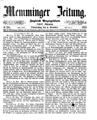 Memminger Zeitung Donnerstag 2. Oktober 1873