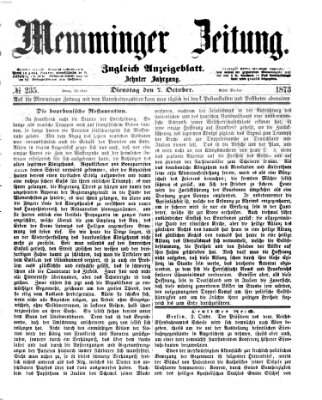 Memminger Zeitung Dienstag 7. Oktober 1873