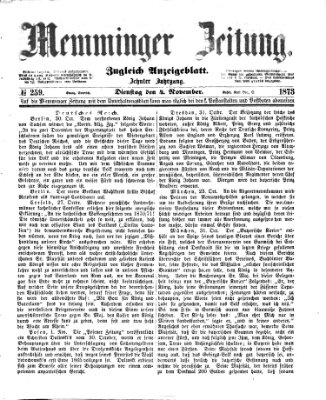 Memminger Zeitung Dienstag 4. November 1873