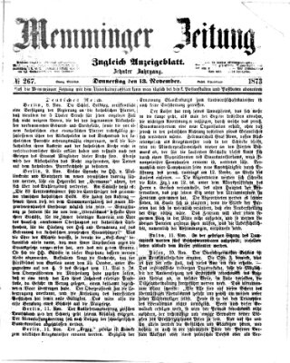 Memminger Zeitung Donnerstag 13. November 1873