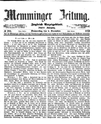 Memminger Zeitung Donnerstag 4. Dezember 1873