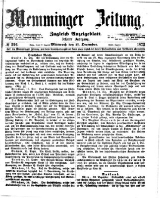 Memminger Zeitung Mittwoch 17. Dezember 1873