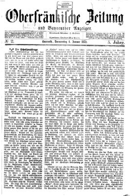 Oberfränkische Zeitung und Bayreuther Anzeiger (Bayreuther Anzeiger) Donnerstag 4. Januar 1872