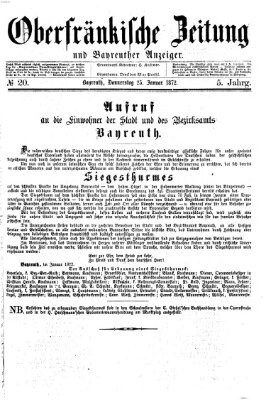 Oberfränkische Zeitung und Bayreuther Anzeiger (Bayreuther Anzeiger) Donnerstag 25. Januar 1872