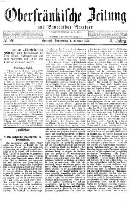 Oberfränkische Zeitung und Bayreuther Anzeiger (Bayreuther Anzeiger) Donnerstag 1. Februar 1872