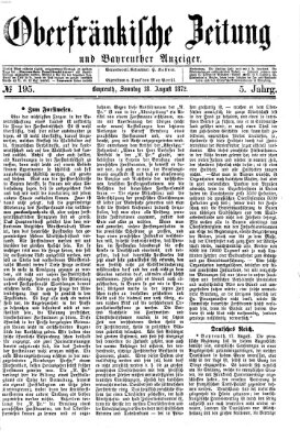 Oberfränkische Zeitung und Bayreuther Anzeiger (Bayreuther Anzeiger) Sonntag 18. August 1872