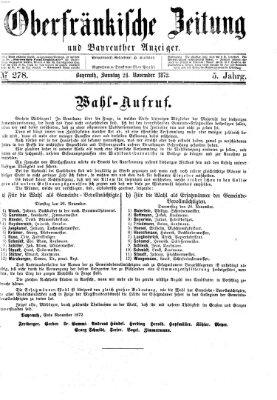 Oberfränkische Zeitung und Bayreuther Anzeiger (Bayreuther Anzeiger) Sonntag 24. November 1872