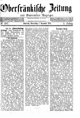 Oberfränkische Zeitung und Bayreuther Anzeiger (Bayreuther Anzeiger) Donnerstag 5. Dezember 1872