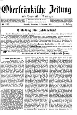 Oberfränkische Zeitung und Bayreuther Anzeiger (Bayreuther Anzeiger) Donnerstag 19. Dezember 1872