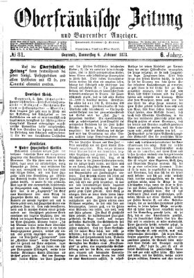 Oberfränkische Zeitung und Bayreuther Anzeiger (Bayreuther Anzeiger) Donnerstag 6. Februar 1873