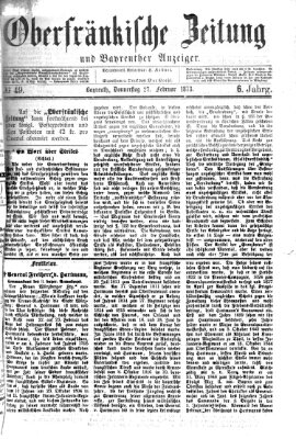 Oberfränkische Zeitung und Bayreuther Anzeiger (Bayreuther Anzeiger) Donnerstag 27. Februar 1873