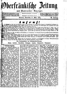 Oberfränkische Zeitung und Bayreuther Anzeiger (Bayreuther Anzeiger) Donnerstag 20. März 1873