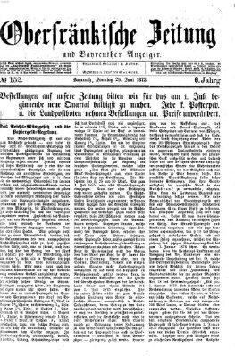 Oberfränkische Zeitung und Bayreuther Anzeiger (Bayreuther Anzeiger) Sonntag 29. Juni 1873