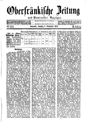 Oberfränkische Zeitung und Bayreuther Anzeiger (Bayreuther Anzeiger) Samstag 6. September 1873