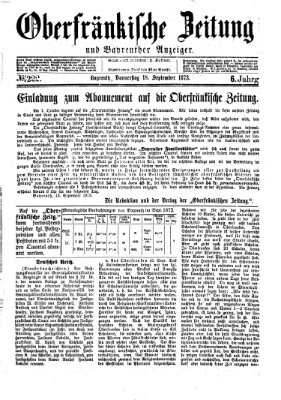 Oberfränkische Zeitung und Bayreuther Anzeiger (Bayreuther Anzeiger) Donnerstag 18. September 1873