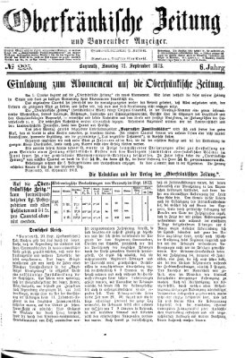 Oberfränkische Zeitung und Bayreuther Anzeiger (Bayreuther Anzeiger) Sonntag 21. September 1873