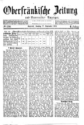 Oberfränkische Zeitung und Bayreuther Anzeiger (Bayreuther Anzeiger) Samstag 27. September 1873