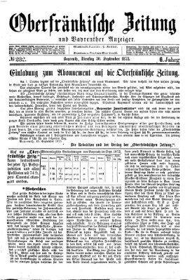 Oberfränkische Zeitung und Bayreuther Anzeiger (Bayreuther Anzeiger) Dienstag 30. September 1873