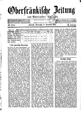 Oberfränkische Zeitung und Bayreuther Anzeiger (Bayreuther Anzeiger) Donnerstag 13. November 1873