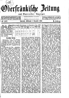 Oberfränkische Zeitung und Bayreuther Anzeiger (Bayreuther Anzeiger) Mittwoch 3. Dezember 1873