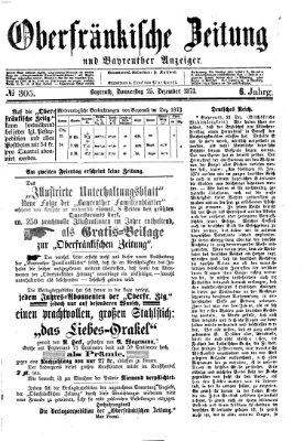 Oberfränkische Zeitung und Bayreuther Anzeiger (Bayreuther Anzeiger) Donnerstag 25. Dezember 1873