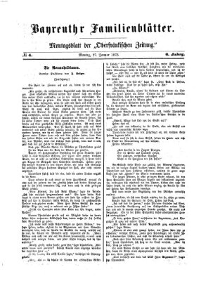 Bayreuther Familienblätter (Bayreuther Anzeiger) Montag 27. Januar 1873