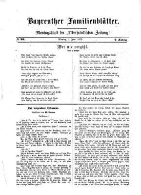 Bayreuther Familienblätter (Bayreuther Anzeiger) Montag 9. Juni 1873