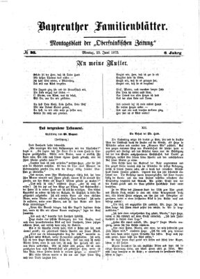 Bayreuther Familienblätter (Bayreuther Anzeiger) Montag 23. Juni 1873