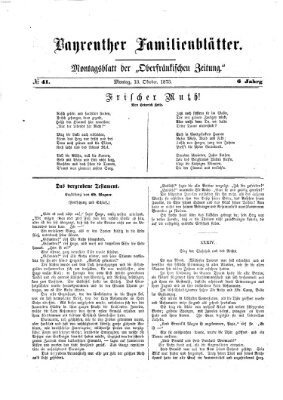 Bayreuther Familienblätter (Bayreuther Anzeiger) Montag 13. Oktober 1873