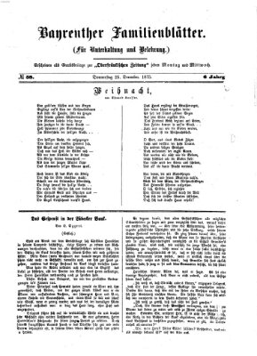 Bayreuther Familienblätter (Bayreuther Anzeiger) Donnerstag 25. Dezember 1873