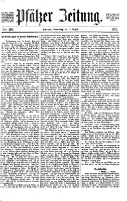 Pfälzer Zeitung Donnerstag 17. August 1871