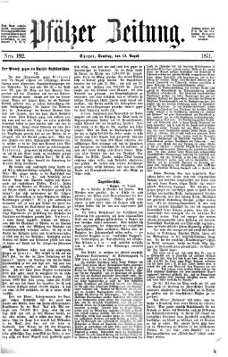 Pfälzer Zeitung Samstag 19. August 1871