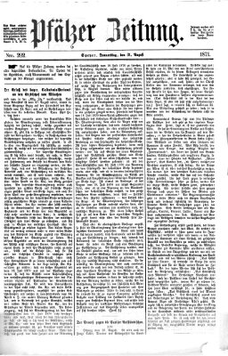 Pfälzer Zeitung Donnerstag 31. August 1871