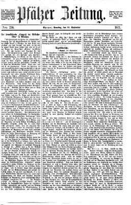 Pfälzer Zeitung Samstag 16. September 1871