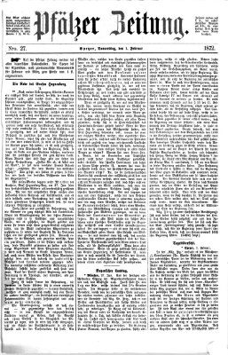 Pfälzer Zeitung Donnerstag 1. Februar 1872