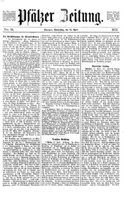 Pfälzer Zeitung Donnerstag 18. April 1872