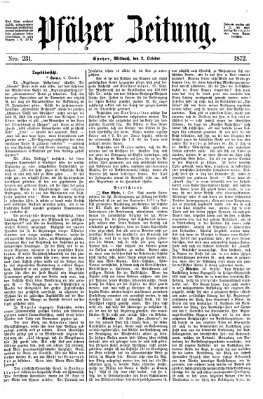 Pfälzer Zeitung Mittwoch 2. Oktober 1872